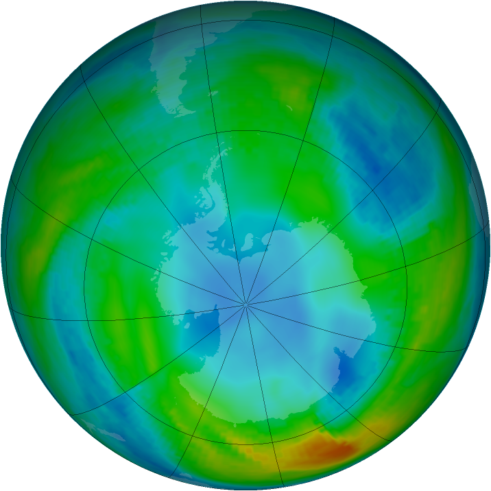 Antarctic ozone map for 19 May 1989